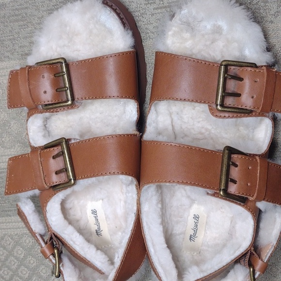 Madewell Shearling Lined Buckle Sandals - Picture 11 of 16